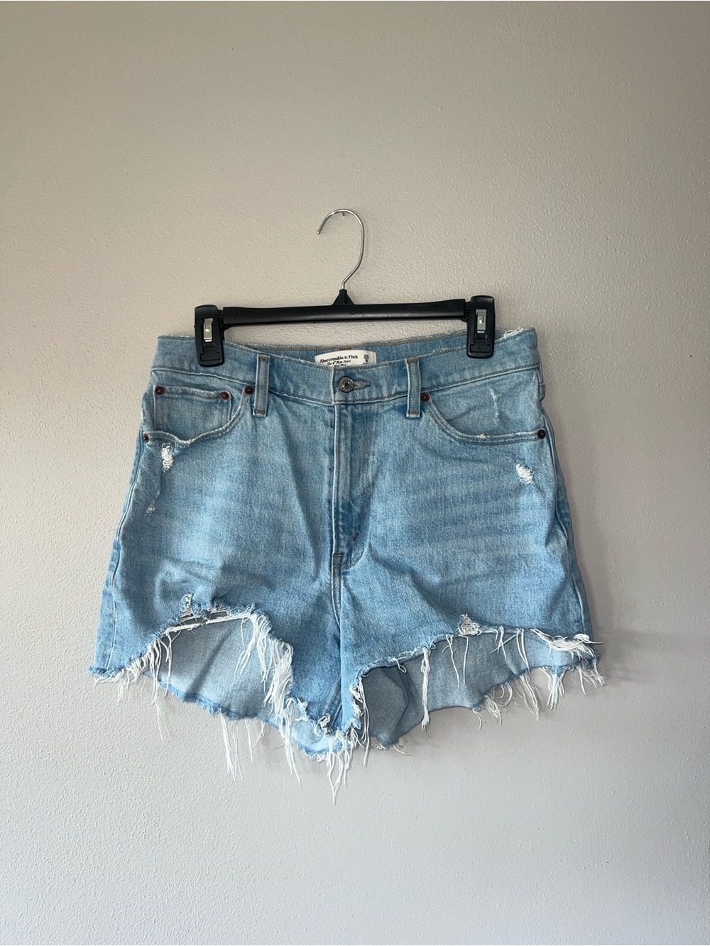 Abercrombie & Fitch Light Blue Distressed Cutoff Denim Shorts